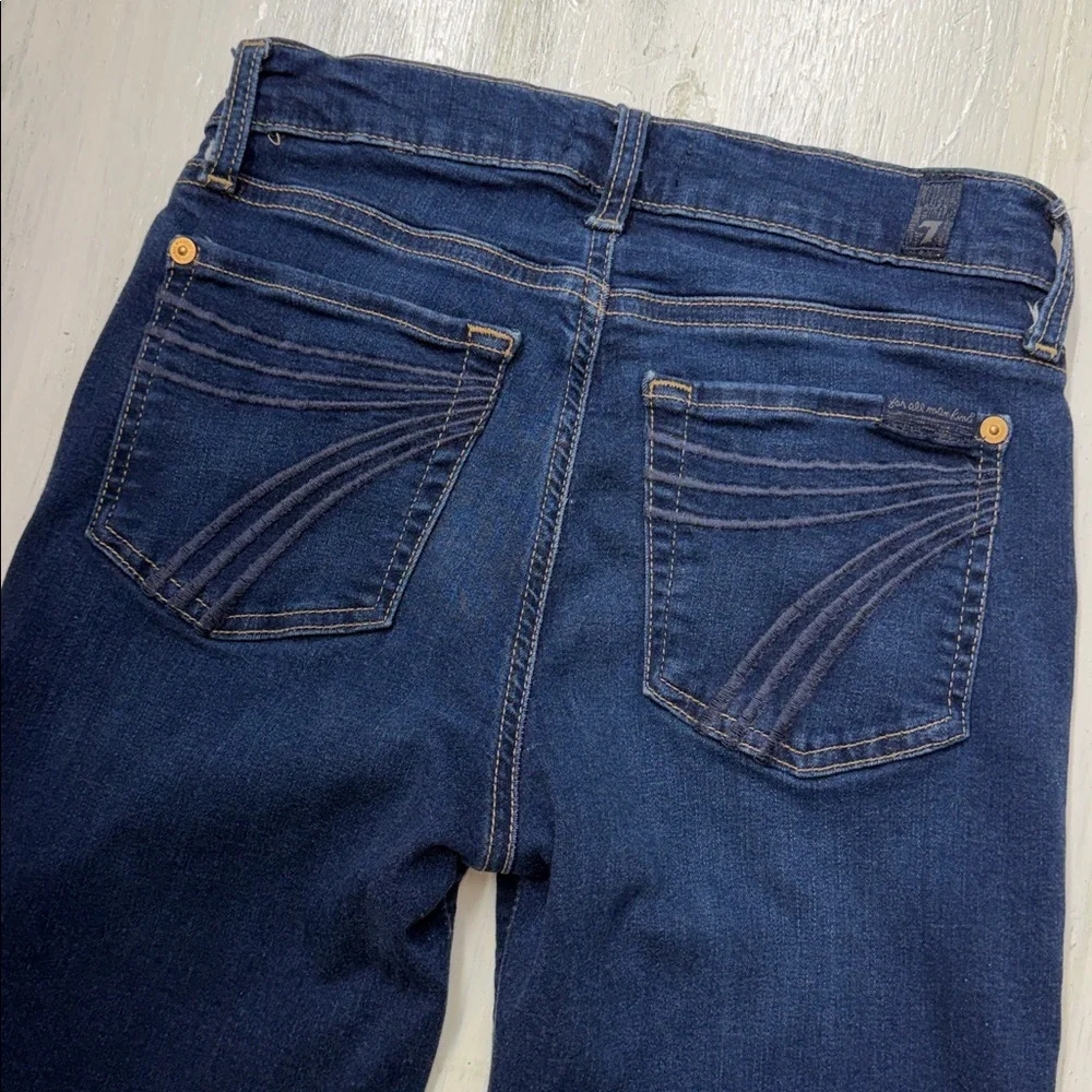7 For All Mankind Tailorless Slim Illusion Dojo in Indigo Wide Leg Jeans Sz 25 - Picture 13 of 16